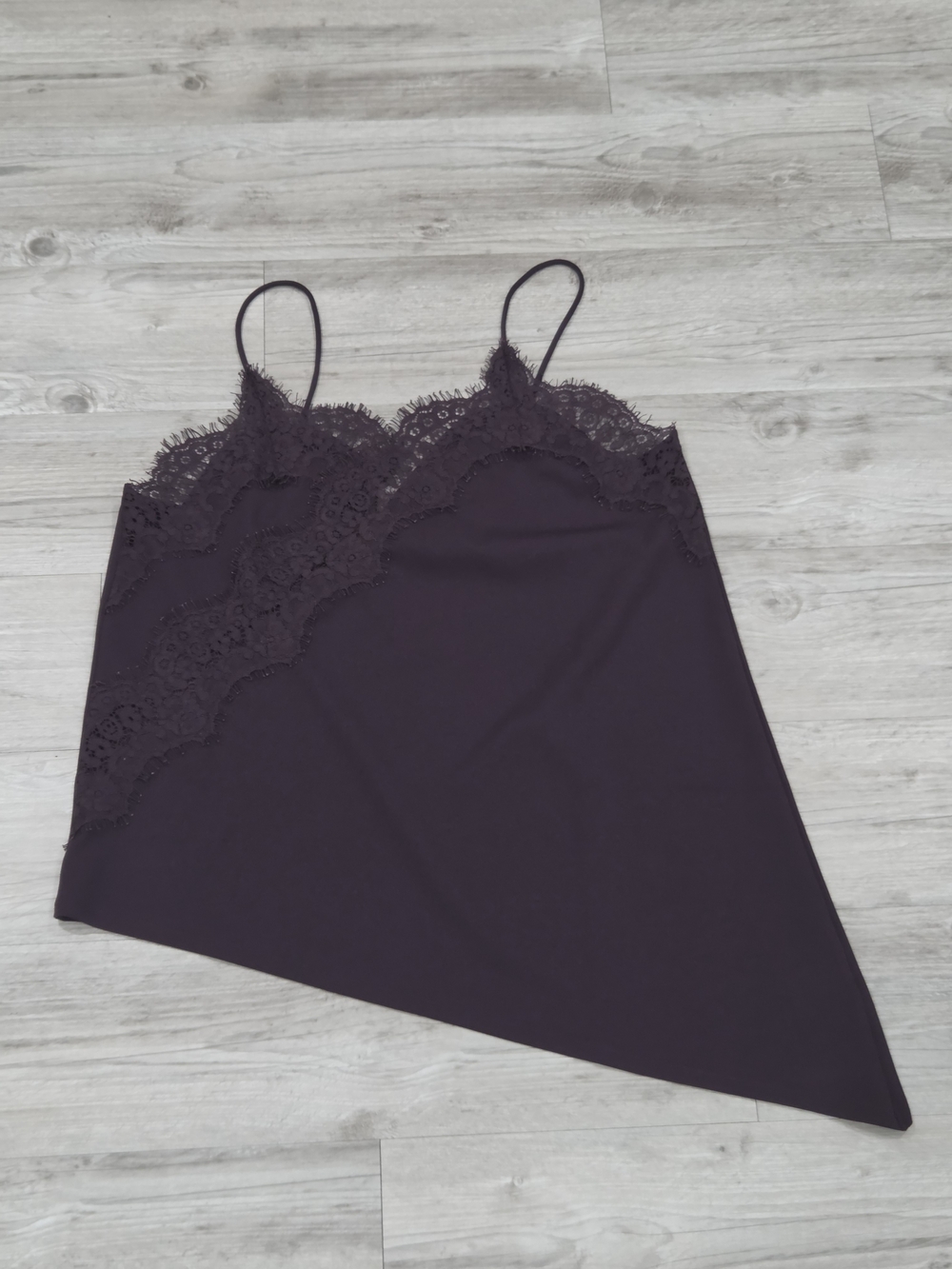 H&M Burgundy Lace Asymmetrical Cami Top Size L